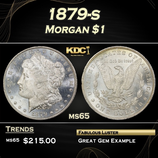 1879-s Morgan Dollar $1 Grades ms65