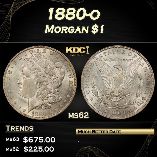 IO 1880-o Morgan Dollar $1 ms62 SEGS