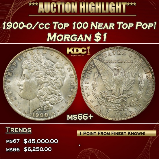 YO 1900-o/cc Top 100 Morgan Dollar Near Top Pop! $1 ms66+ SEGS