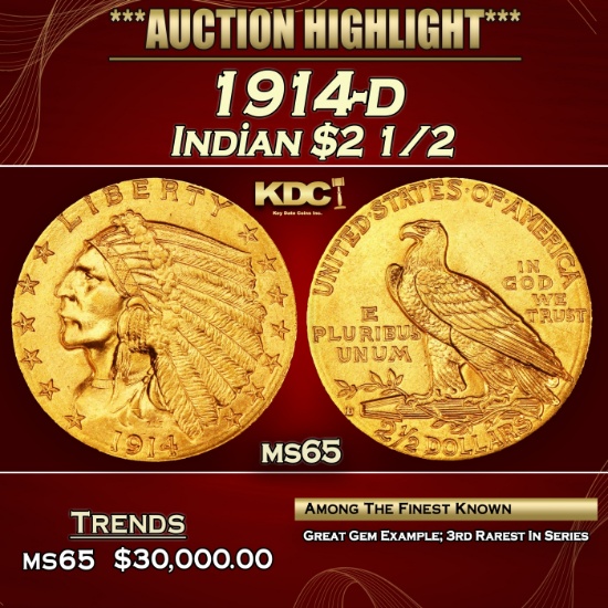 IO 1914-d Gold Indian Quarter Eagle $2 1/2 ms65 SEGS