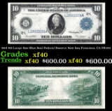 1914 $10 Large Size Blue Seal Federal Reserve Note San Francisco, CA Grades xf FR-951
