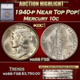 1940-p Mercury Dime Near Top Pop! 10c ms68 FSB SEGS