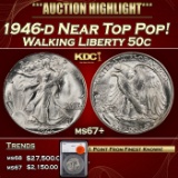 1946-d Walking Liberty Half Dollar Near Top Pop! 50c ms67+ SEGS