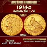 IO 1914-d Gold Indian Quarter Eagle $2 1/2 ms65 SEGS