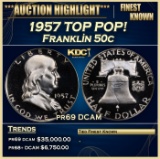IO 1957 Proof Franklin Half Dollar TOP POP! 50c pr69 DCAM SEGS
