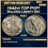 1942-d Walking Liberty Half Dollar TOP POP! 50c ms68 SEGS