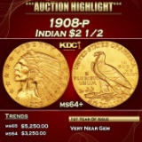 IO 1908-p Gold Indian Quarter Eagle $2 1/2 ms64+ SEGS