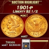 YO 1901-p Gold Liberty Quarter Eagle $2 1/2 ms67 SEGS