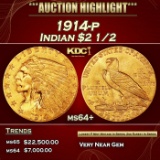IO 1914-p Gold Indian Quarter Eagle $2 1/2 ms64+ SEGS
