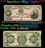 1891 $2 Treasury Note Grades vf, very fine Signatures Tillman/Morgan