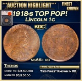 1918-s Lincoln Cent TOP POP! 1c ms66+ rb SEGS