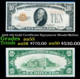 1928 $10 Gold Certificate Signatures Woods/Mellon Grades Choice AU