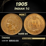 1905 Indian Cent 1c Grades ms66 bn