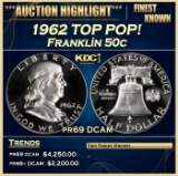 IO 1962 Proof Franklin Half Dollar TOP POP! 50c pr69 DCAM SEGS