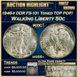 YC 1946-p DDR FS-101 Walking Liberty Half Dollar Toned TOP POP! 50c ms66+ SEGS