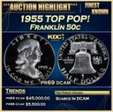 IO 1955 Proof Franklin Half Dollar TOP POP! 50c pr69 dcam SEGS