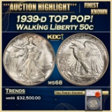 1939-d Walking Liberty Half Dollar TOP POP! 50c ms68 SEGS