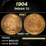 1904 Indian Cent 1c Grades ms65+ rb