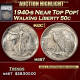 YC 1940-s Walking Liberty Half Dollar Near Top Pop! 50c ms67 SEGS