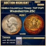 1948-d Washington Quarter Colorfully Toned  TOP POP! 25c ms68 SEGS