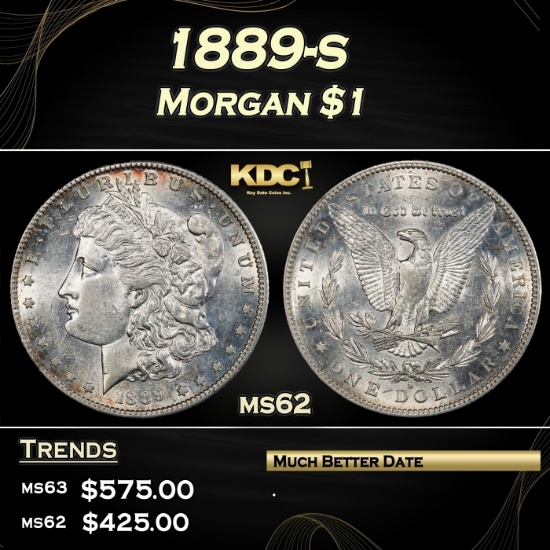 1889-s Morgan Dollar $1 Grades ms62