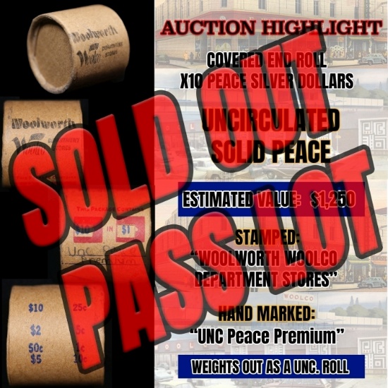 *EXCLUSIVE* Hand Marked "Unc Peace Premium," x10 coin Covered End Roll! - Huge Vault Hoard  (FC)