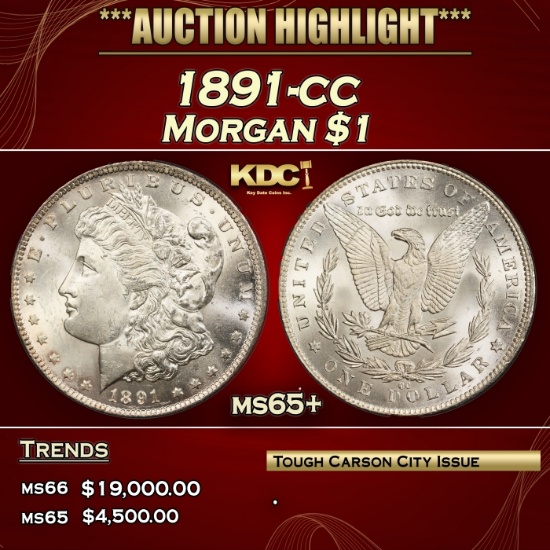 1891-cc Morgan Dollar $1 ms65+ SEGS