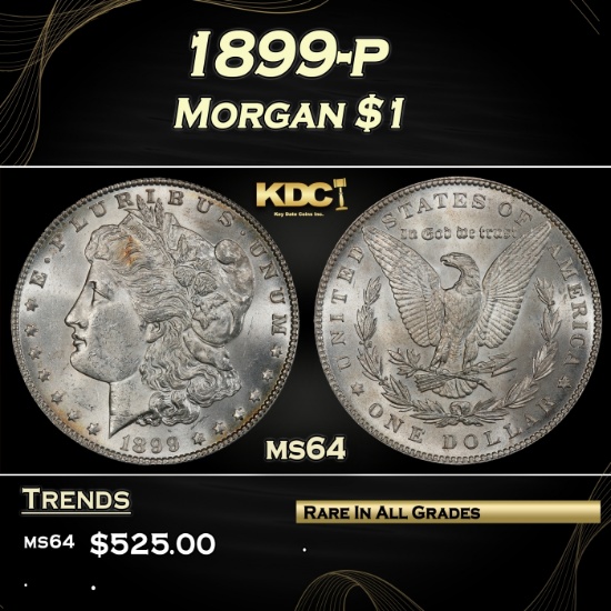 IO 1899-p Morgan Dollar $1 Grades ms64