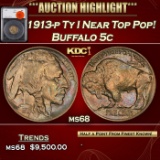 1913-p Ty I Buffalo Nickel Near Top Pop! 5c ms68 SEGS