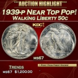 IE 1939-p Walking Liberty Half Dollar Near Top Pop! 50c ms67 SEGS