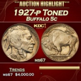 YO 1927-p Buffalo Nickel Toned 5c ms67 SEGS