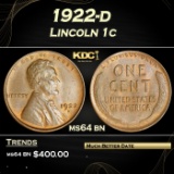 IO 1922-d Lincoln Cent 1c Grades ms64 bn