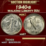 IO 1940-s Walking Liberty Half Dollar 50c ms67 SEGS