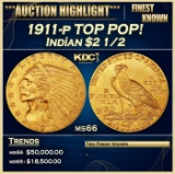 IE 1911-p Gold Indian Quarter Eagle TOP POP! $2 1/2 ms66 USCG