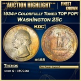 IE 1934-p Washington Quarter Colorfully Toned TOP POP! 25c ms68 SEGS