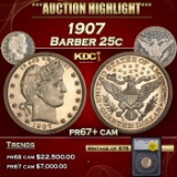 1907 Proof Barber Quarter 25c pr67+ cam SEGS