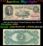 1875 $2 Red Seal United States Note Grades vf+ FR-45