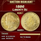 1886 Liberty Nickel 5c ms65+ SEGS