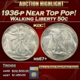1936-p Walking Liberty Half Dollar Near Top Pop! 50c ms67+ SEGS