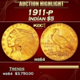 IE 1911-p Gold Indian Half Eagle $5 ms64 USCG