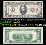 1934A $20 FRN Hawaii WWII Emergency Currency Grades Choice AU