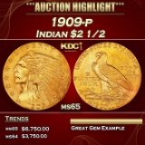 IE 1909-p Gold Indian Quarter Eagle $2 1/2 ms65 SEGS