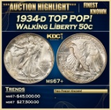 IE 1934-d Walking Liberty Half Dollar TOP POP! 50c ms67+ SEGS