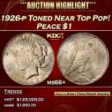 IO 1926-p Peace Dollar Toned Near Top Pop! $1 ms66+ SEGS
