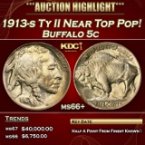 IO 1913-s Ty II Buffalo Nickel Near Top Pop! 5c ms66+ SEGS