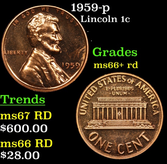 1959-p Lincoln Cent 1c Grades GEM++ RD