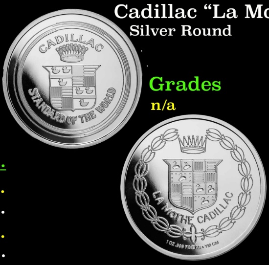 Cadillac "La Mothe Cadillac" Logo 1 oz .999 Silver Round