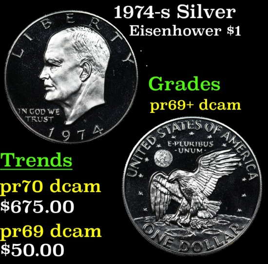 1974-s Silver Proof Eisenhower Dollar 1 Grades GEM++ Proof Deep Cameo