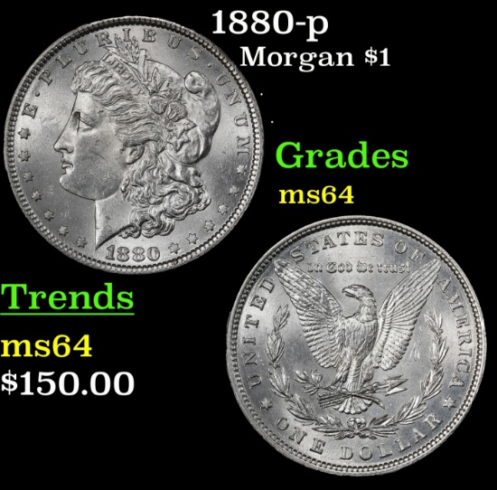 1880-p Morgan Dollar $1 Grades Choice Unc