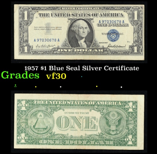 1957 $1 Blue Seal Silver Certificate Grades vf++